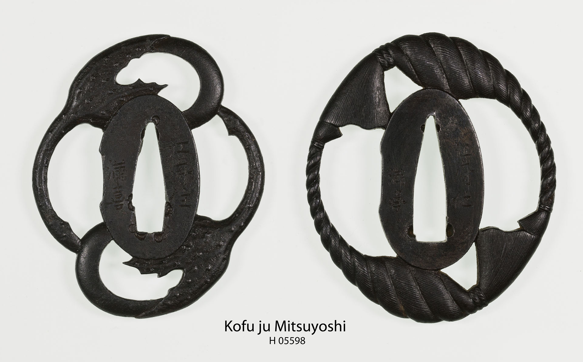 two iron tsuba by Kofu Mitsuyoshi
